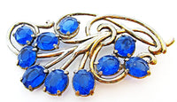 Edwardian Era 1910s Antique/Vintage Art Nouveau Blue Diamante Pin - Front - Thumbnail