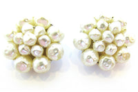 Distinctive Contemporary Style 1970s Clip-On Peal Floral Earrings - Front - Thumbnail