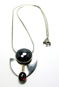 Vintage 1960s Artisan Contemporary Style Sterling Gemstone Pendant