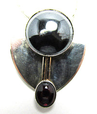 Vintage 1960s Artisan Contemporary Style Sterling Gemstone Pendant