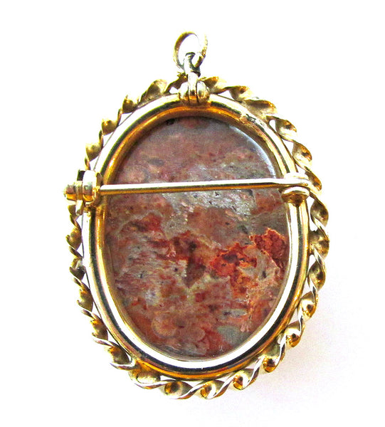 1950s Vintage Mid-Century Gorgeous Gemstone Pin/Pendant - Back