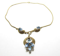 Van Dell 1950s Vintage Signed Designer Diamante Drop Necklace - Front - Thumbnail