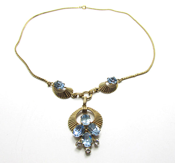 Van Dell 1950s Vintage Signed Designer Diamante Drop Necklace - Front