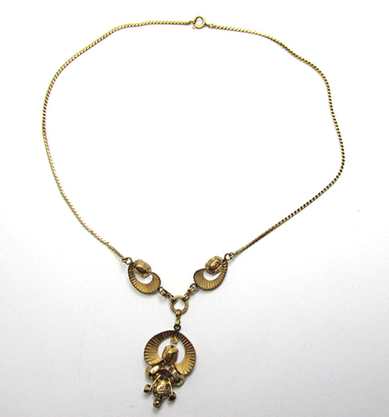 Van Dell 1950s Vintage Signed Designer Diamante Drop Necklace - Back