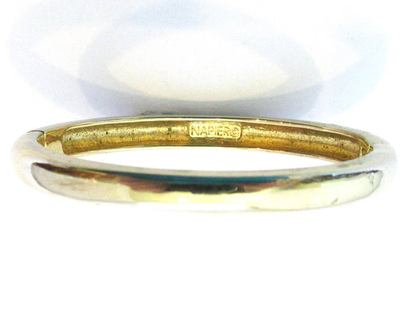 Signed Napier 1960s Vintage Designer Black Enamel Bangle Bracelet - Inner circumference and signature