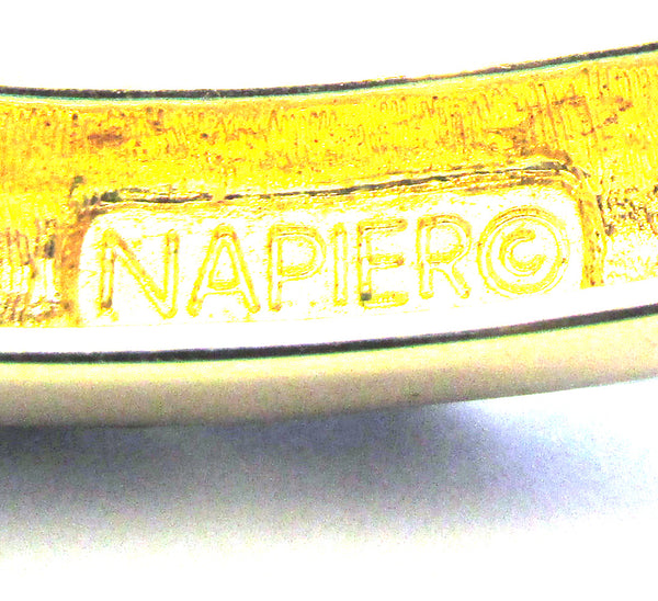 Signed Napier 1960s Vintage Designer Black Enamel Bangle Bracelet - Mark
