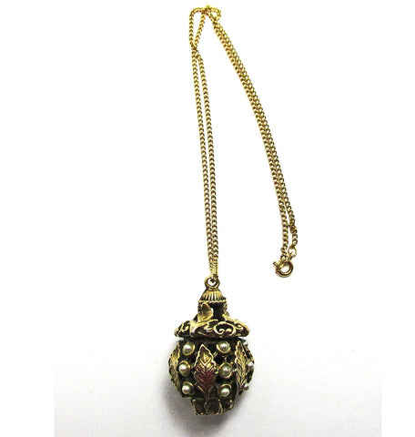 Unique Vintage 1950s Mid-Century Pearl Leaf Pendant - Front