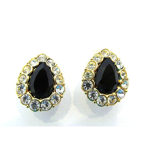 Signed Trifari 1970s Contemporary Style Diamante Earrings - Front