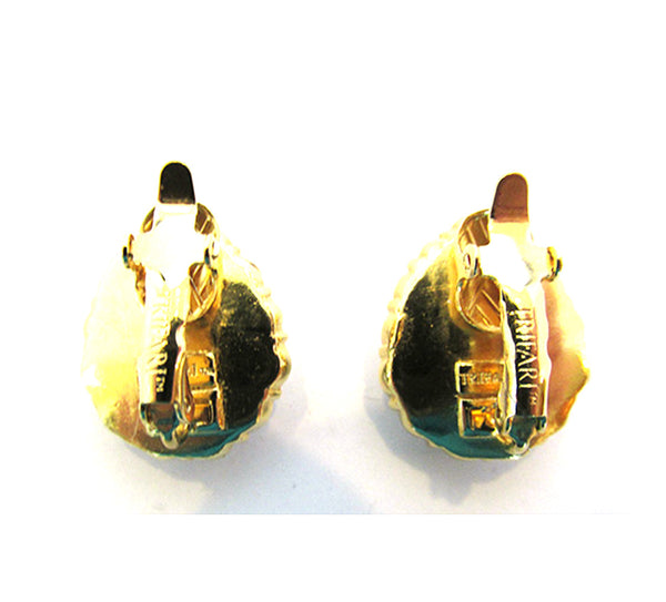 Signed Trifari 1970s Contemporary Style Diamante Earrings - Back