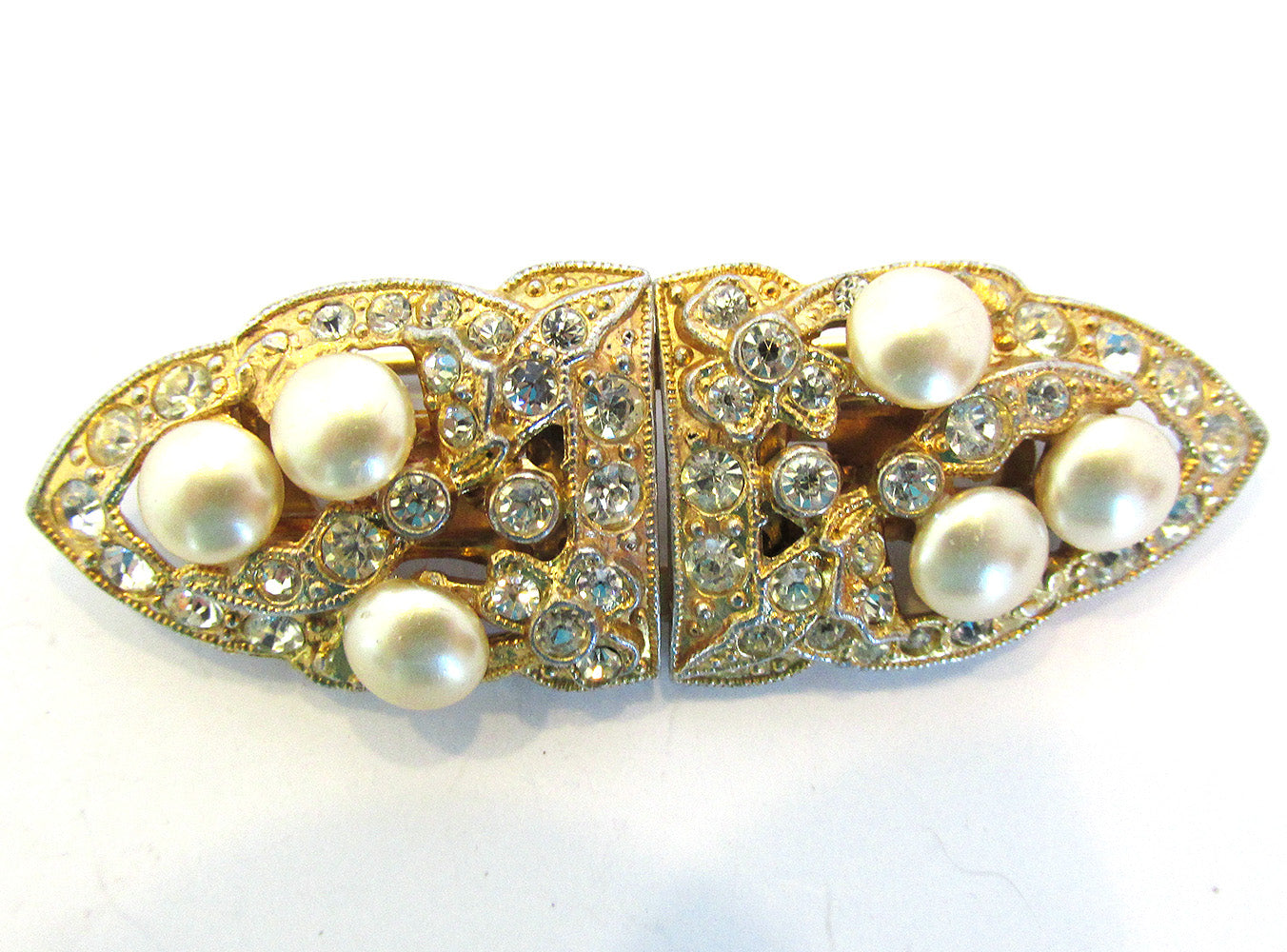 1930s Rare Vintage Coro Diamante and Pearl Art Deco Duette