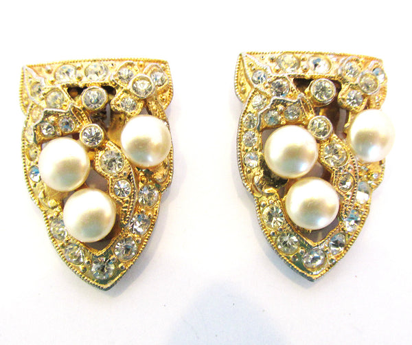 1930s Rare Vintage Coro Diamante and Pearl Art Deco Duette