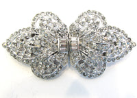 Vintage 1930s Collectible Art Deco Style Clear Rhinestone Pin - Front - Thumbnail