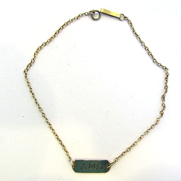 World War II Vintage 1940s Gold Filled Identity Bracelet  -Front