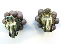 Mid-Century 1950s Vintage Signed Japan Crystal and Bead Earrings