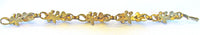 1940s Vintage Enamel and Rhinestone Floral Link Bracelet - Back - Thumbnail
