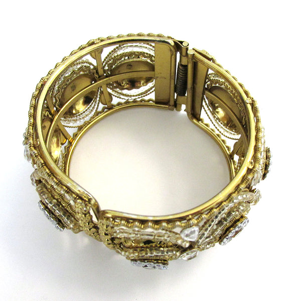 Head-Turning Vintage 1970s Contemporary Style Diamante Cuff Bracelet - Back