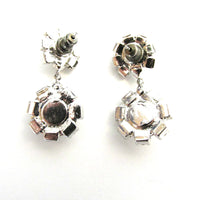 Eisenberg Ice 1950s Sparkling Diamante Floral Drop Earrings - Back - Thumbnail
