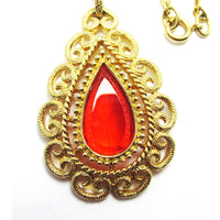 Vintage 1960s Signed Avon Designer Diamante Teardrop Pendant - Close Up - Thumbnail