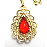 Vintage 1960s Signed Avon Designer Diamante Teardrop Pendant - Back - Thumbnail