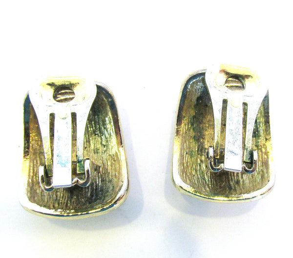 Exciting 1960s Vintage Mid-Century Gold Geometric Collectible Earrings - Back