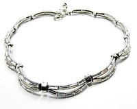 Trifari Vintage 1950s Clear Rhinestone Scalloped Signature Necklace