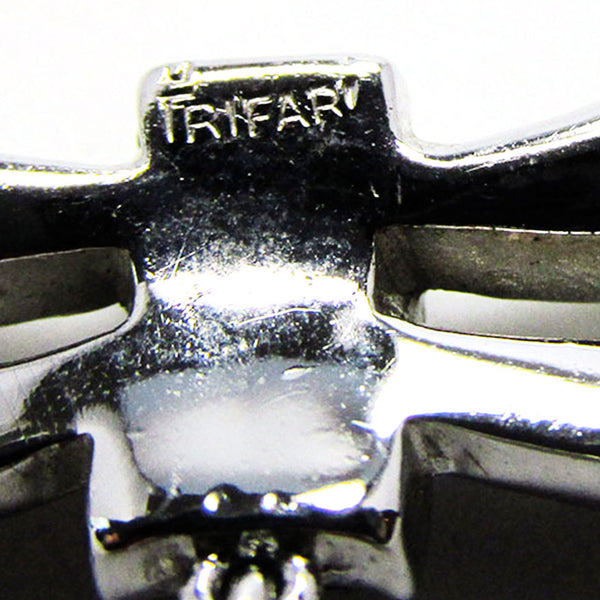 Crown Trifari Vintage 1950s Stunning Clear Rhinestone Drop Necklace - Signature