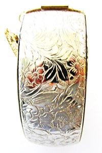 Exceptional 1950s Vintage Mid-Century Engraved Gold Floral Cuff Bracelet - Front - Thumbnail