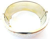 Exceptional 1950s Vintage Mid-Century Engraved Gold Floral Cuff Bracelet - Inner Circumference - Thumbnail