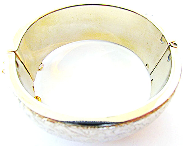 Exceptional 1950s Vintage Mid-Century Engraved Gold Floral Cuff Bracelet - Inner Circumference