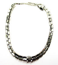 Stunning Hobe Vintage 1950s Clear and Blue Rhinestone Necklace - Back - Thumbnail