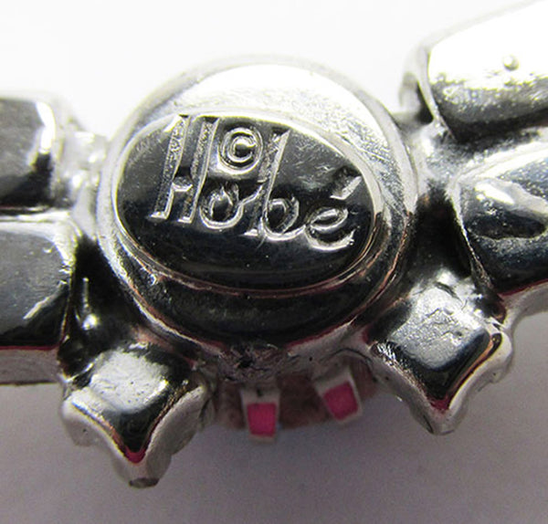 Stunning Hobe Vintage 1950s Clear and Blue Rhinestone Necklace - Signature