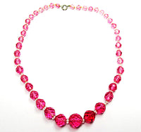 Vintage 1940s Gorgeous Pink Faceted Crystal Necklace