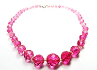 Vintage 1940s Gorgeous Pink Faceted Crystal Necklace