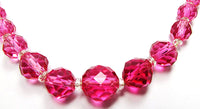 Vintage 1940s Gorgeous Pink Faceted Crystal Necklace