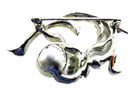 Vintage 1950s Unique Clear Rhinestone and Bead Silver Floral Pin