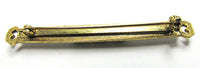Vintage 1950s Emerald-Green Rhinestone and Gold-Toned Bar Pin - Back - Thumbnail