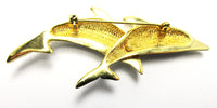 Vintage 1970s Contemporary Style Clear Rhinestone Dolphin Pin - Back - Thumbnail