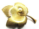 Signed Krementz Vintage 1960s Pearl and Gold Toned Leaf Pin