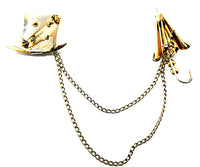 Vintage 1940s Sapphire Rhinestone Two-Piece Vermeil Pin