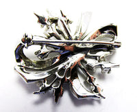 Vintage 1940s Mid-Century Clear Rhinestone Silver Floral Pin/Pendant