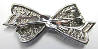 Vintage 1930s Extraordinary Clear Rhinestone Silver Bow Pin - Back - Thumbnail