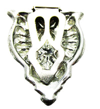 Vintage 1930s Art Deco Sapphire-Blue and Clear Rhinestone Dress Clip - Back - Thumbnail