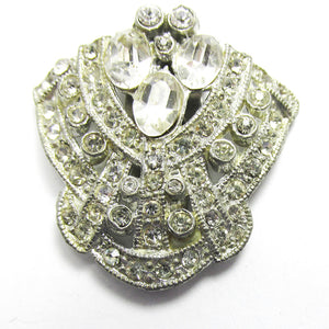 Vintage 1930s Dainty Early Century Art Deco Diamante Dress Clip - Front