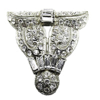 Antique BM (Breadner Mfg. Co) 1920s Art Deco Clear Rhinestone Clip - Front - Thumbnail