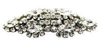 Kramer Vintage 1940s Rare Sterling Hair Clip Rhinestone Duette Pin - Front - Thumbnail