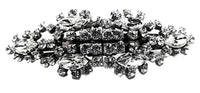 Kramer Vintage 1940s Rare Sterling Hair Clip Rhinestone Duette Pin - Front - Thumbnail