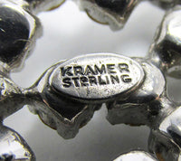 Kramer Vintage 1940s Rare Sterling Hair Clip Rhinestone Duette Pin - Signature - Thumbnail