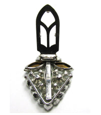 Gorgeous Marked 1930s Art Deco Style Diamante Floral Dress Clip - Back - Thumbnail