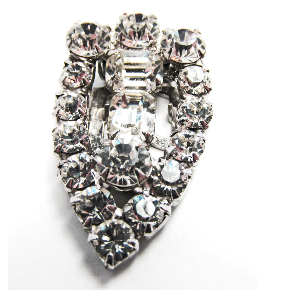 Vintage 1930s Distinctive Early Century Art Deco Diamante Dress Clip - Front