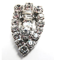 Vintage 1930s Distinctive Early Century Art Deco Diamante Dress Clip - Front - Thumbnail